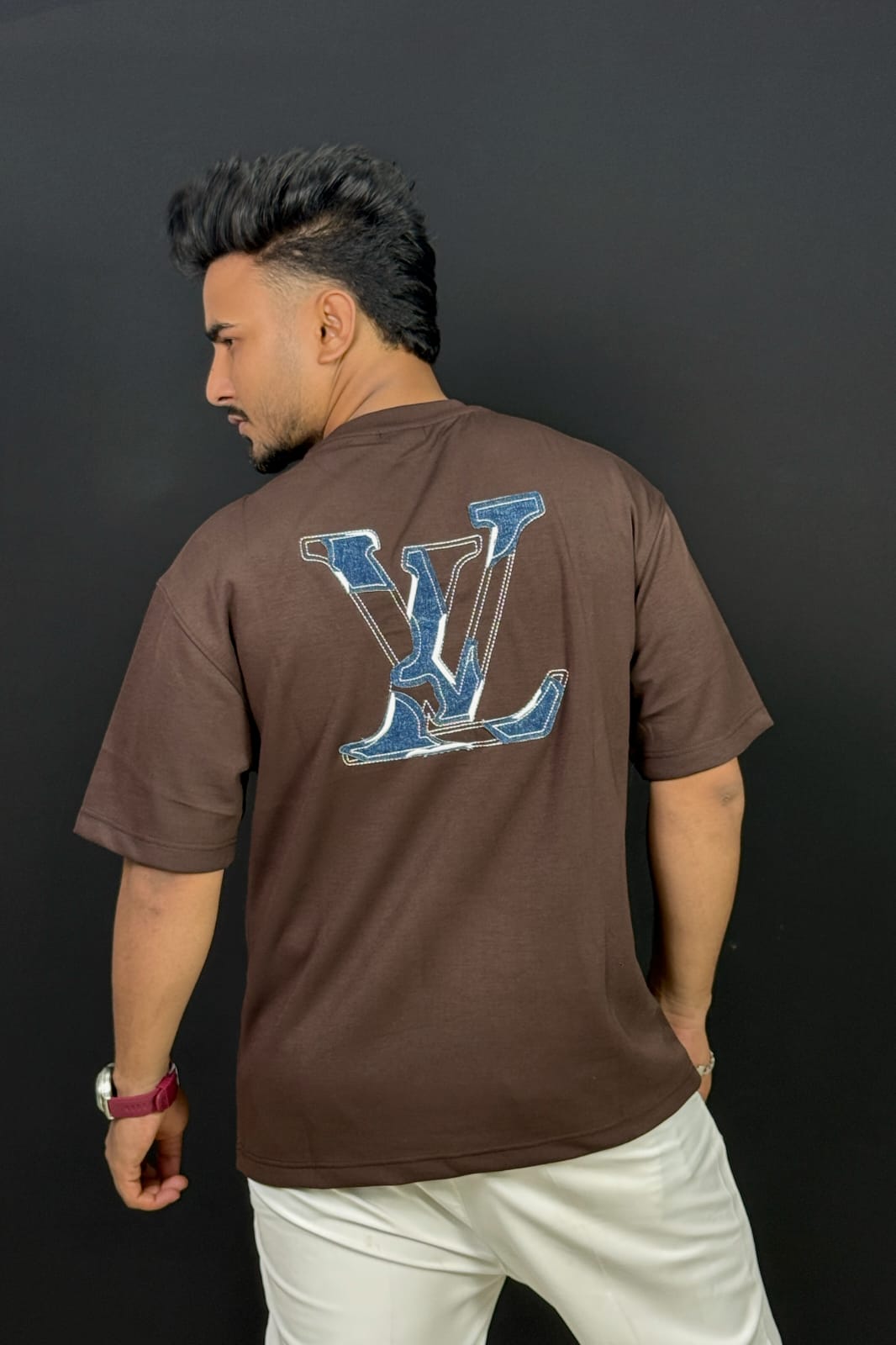 Premium China Imported Ash Black Drop Shoulder T-Shirt Crafted for Premium Comfort & Everyday Style .(brown)