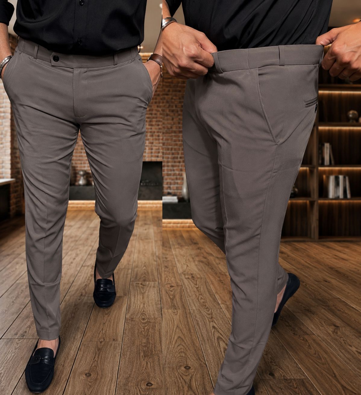 Steel Grey Color Formal Pants