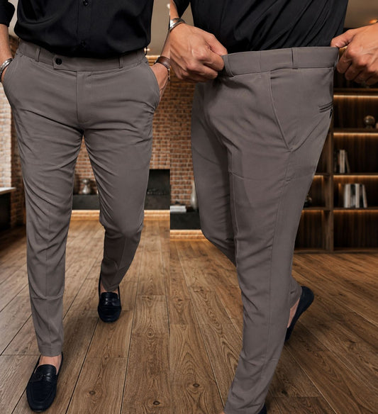 Steel Grey Color Formal Pants