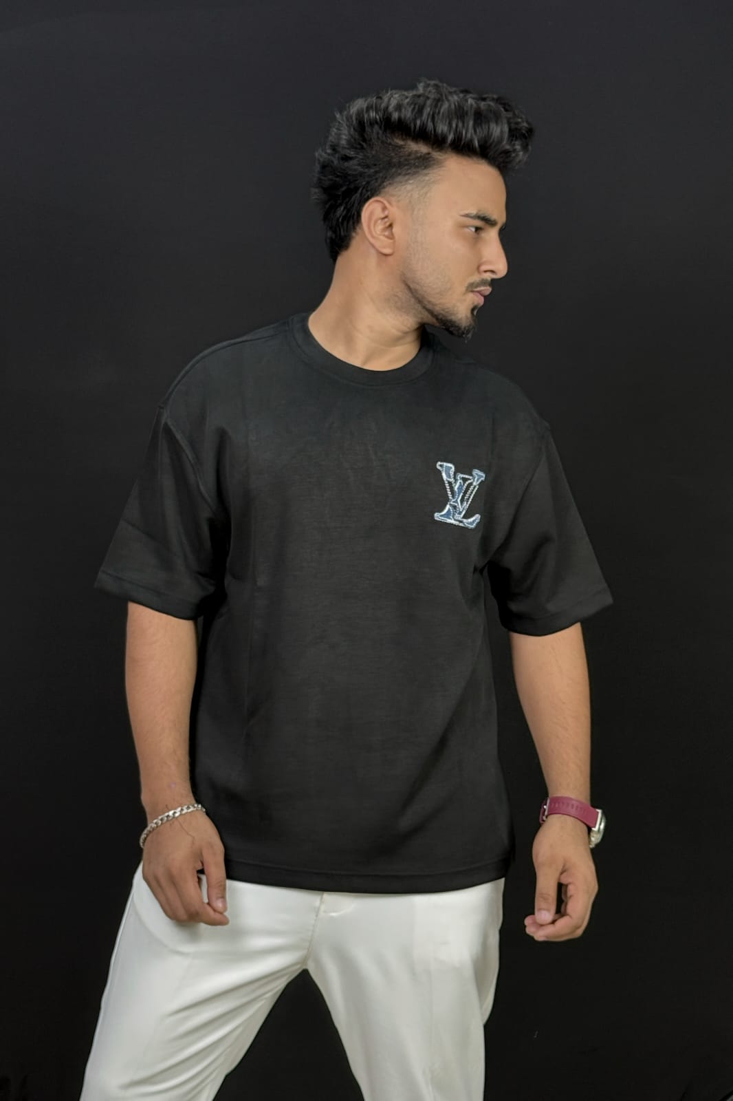 Premium China Imported Ash Black Drop Shoulder T-Shirt Crafted for Premium Comfort & Everyday Style .  (black).