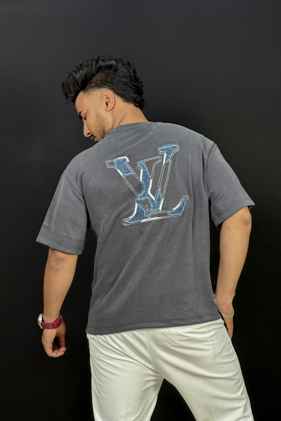 Premium China Imported Ash Black Drop Shoulder T-Shirt Crafted for Premium Comfort & Everyday Style . (Ash black)